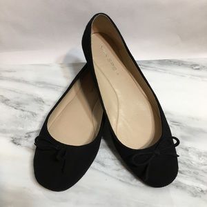 Via Spiga Black Leather Suede Flats